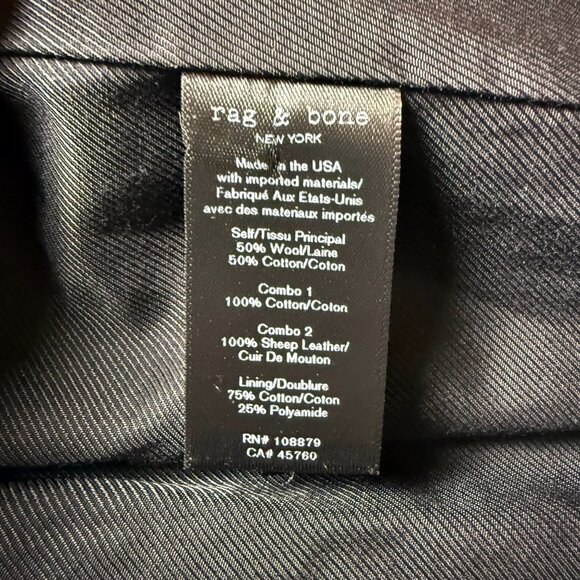 rag & bone | Size 6 | Ridley Plaid Wool Blazer with Leather and Wool Lapel - Picture 10 of 14